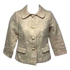 Old Navy Jacket Coat XS Ivory Floral Jacquard Notched Classic‎ Chic Professional